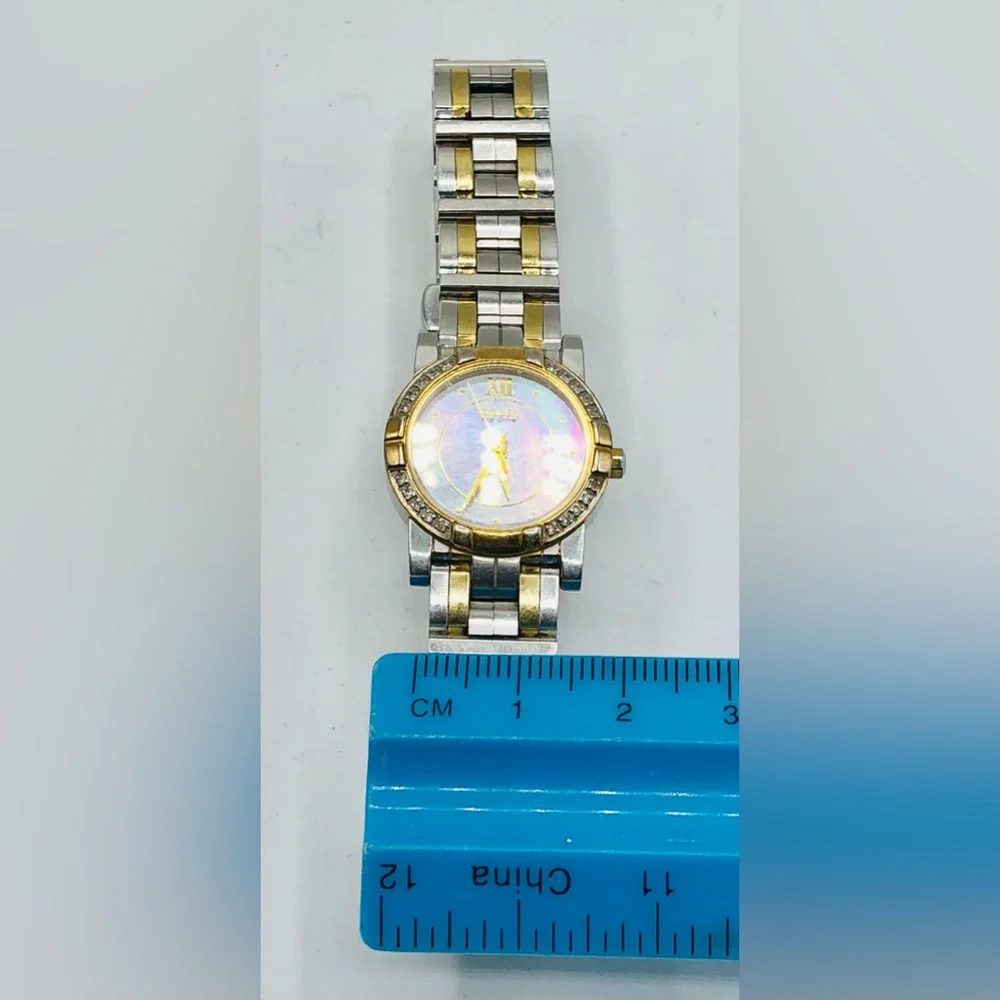 Citizen Eco-Drive Ladies Watch Two-Tone Diamond Accent MOP Dial